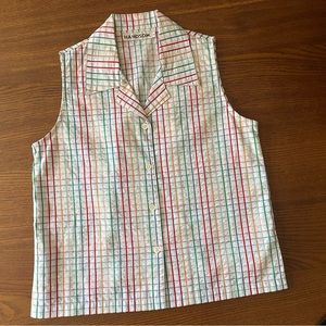 Handsom checkered collared sleeveless button down - 8 (M)